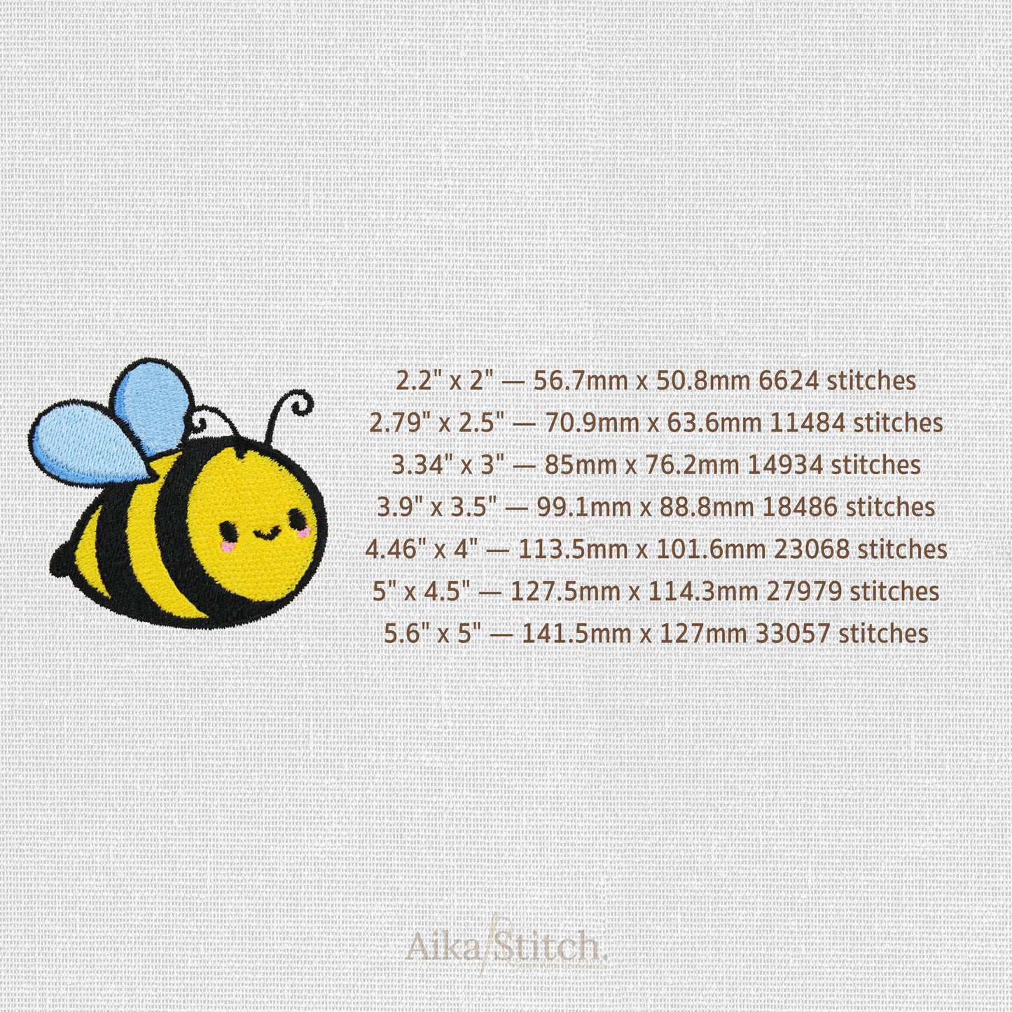 Bee Clipart Embroidery Design - 7 sizes