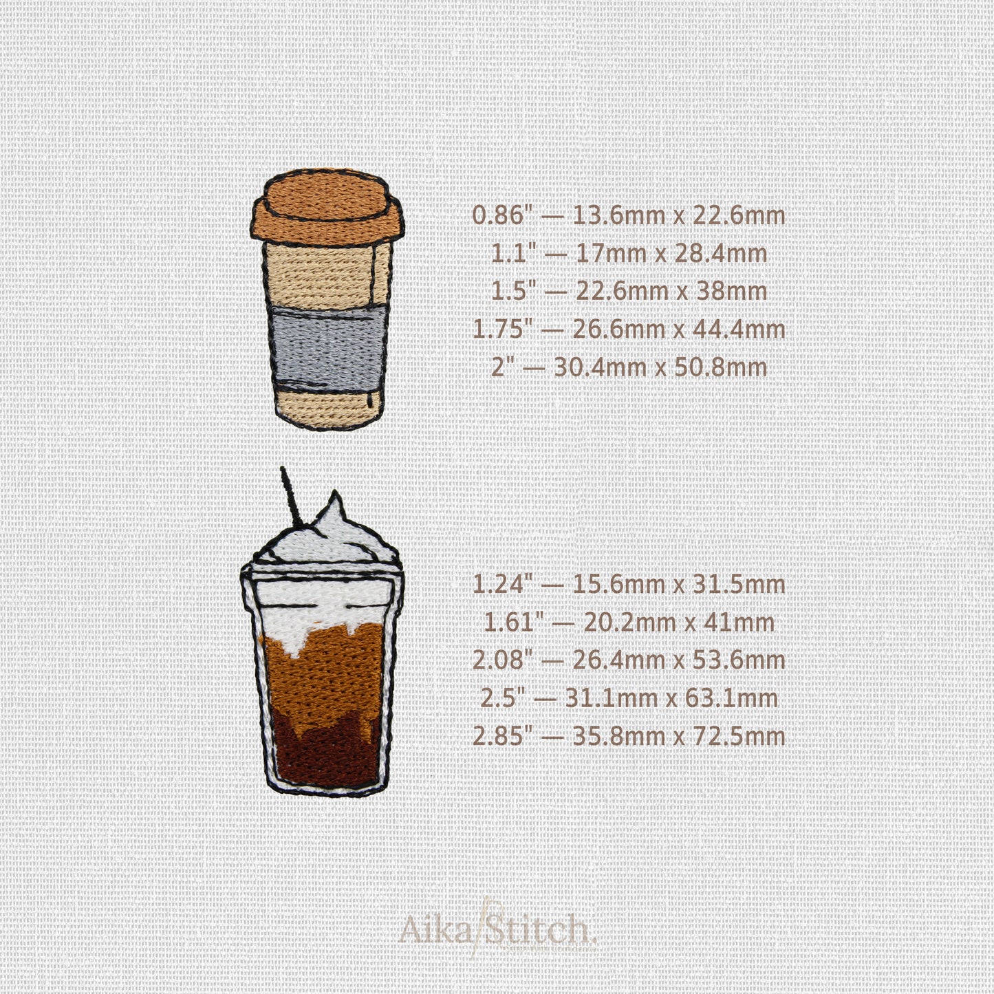 Bundle Coffee Drink Mini Set of 4 Cliparts Embroidery Designs