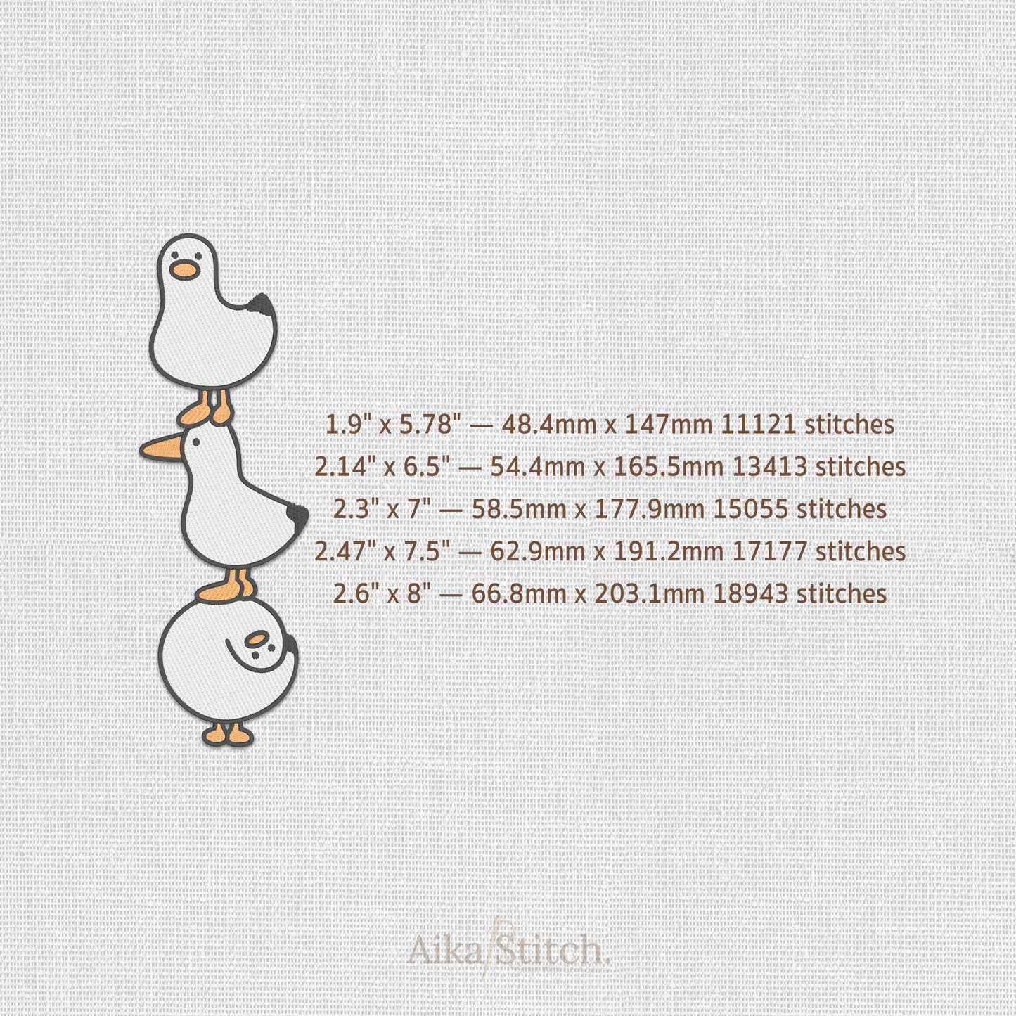 Stacked Seagulls Clipart Embroidery Design - 5 sizes