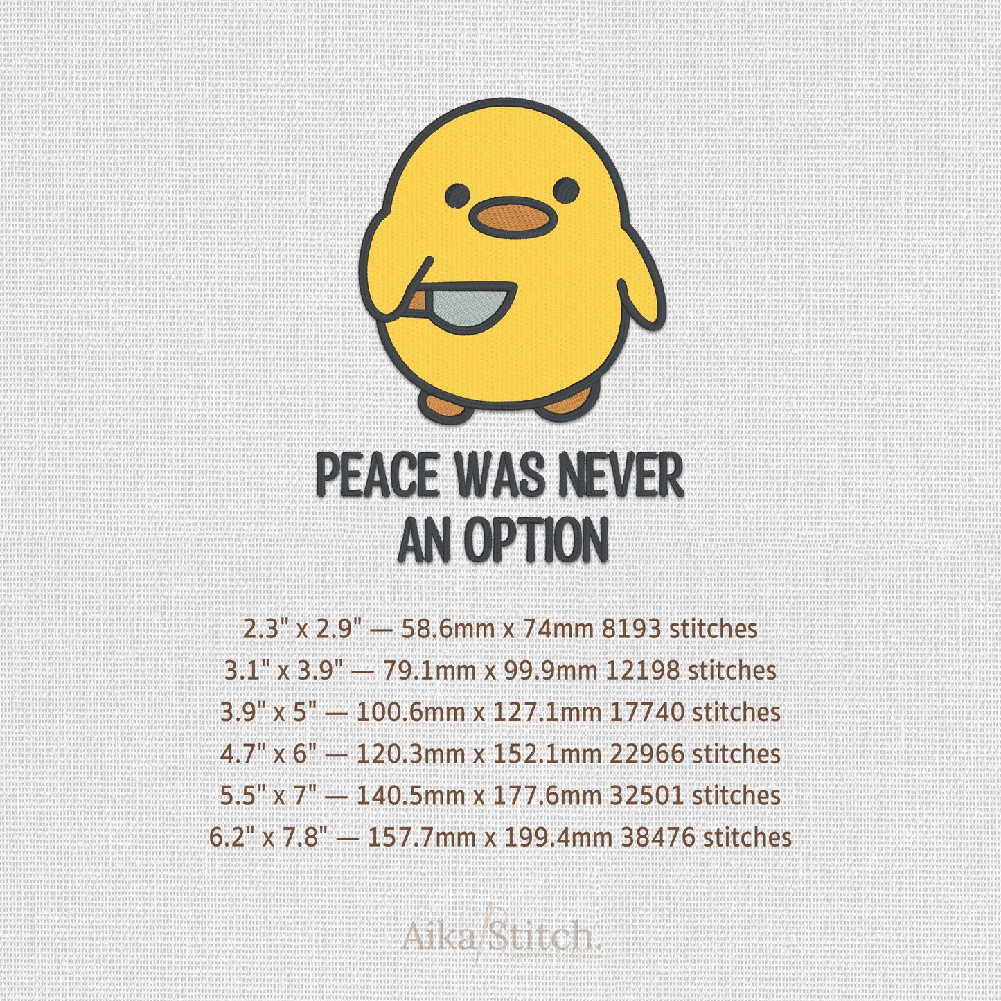 Duck Peace Was Never an Option Embroidery Design - 6 sizes