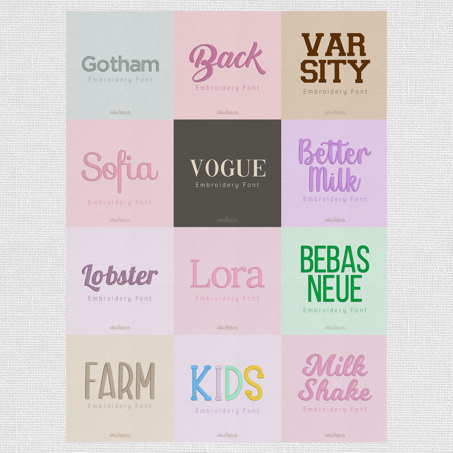 Bundle 100 Scalable NATIVE BX ONLY Embroidery Fonts, Sizes 0.25 - 8 inches
