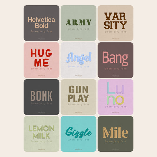 Bundle 12 Bold Embroidery Fonts