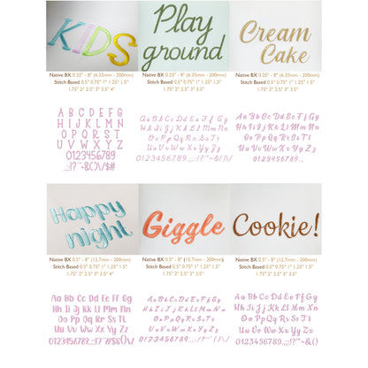 Bundle 12 Native BX Embroidery Fonts - Satin Stitch Alphabet (0.25-8in)