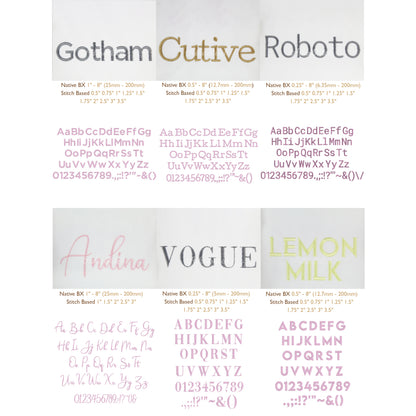 Bundle 12 Modern Sans Native BX Embroidery Fonts - Satin Stitch Alphabet (0.25-8in)