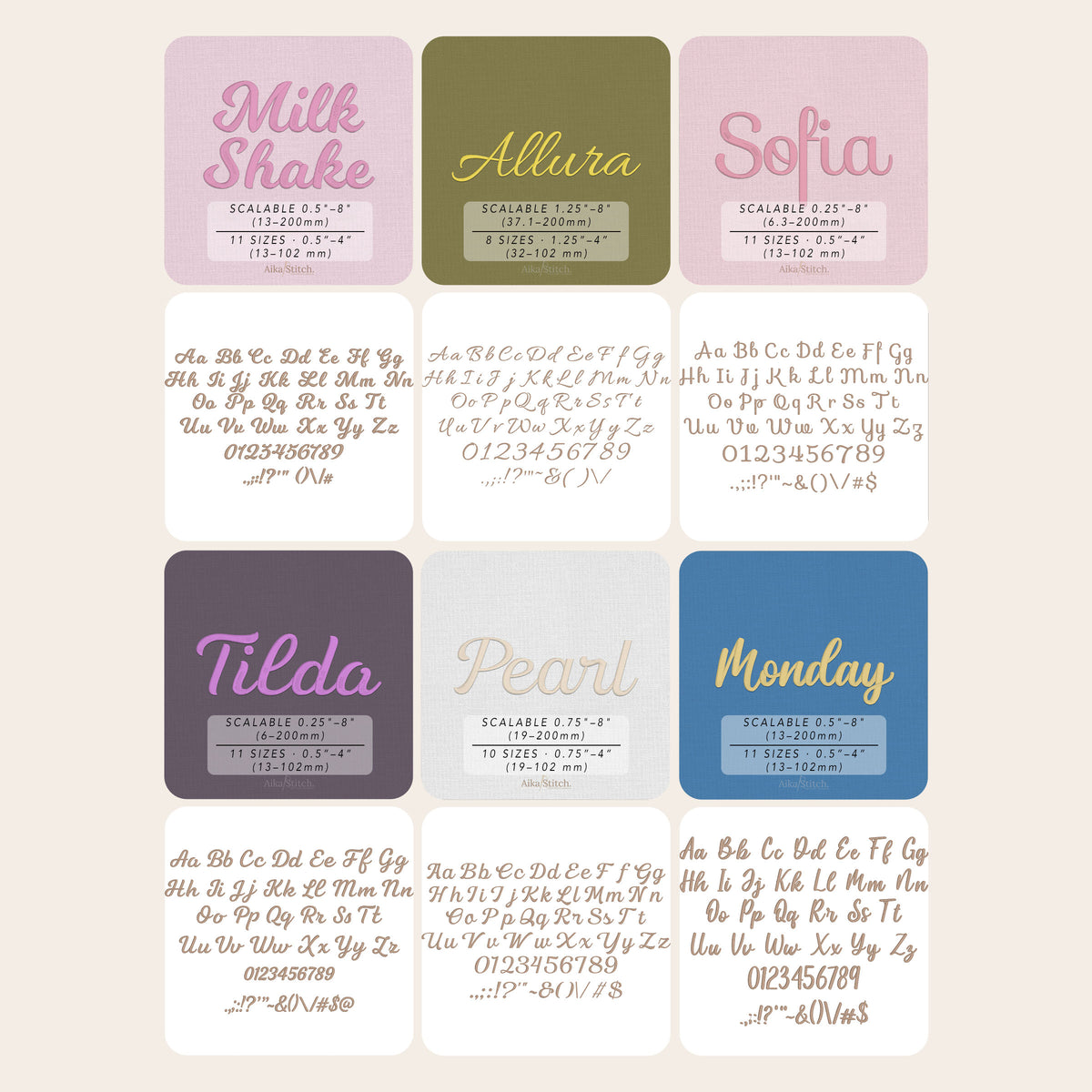 Bundle 12 Script Embroidery Fonts