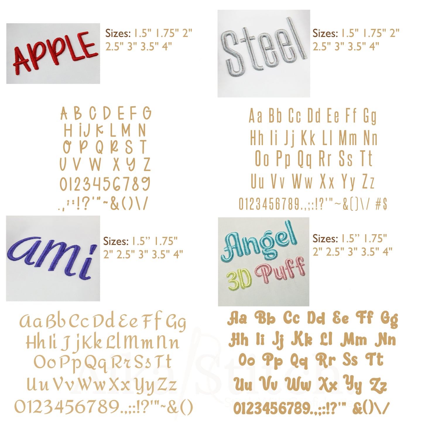 Bundle 20 Puff BX Embroidery Fonts – Foam Alphabet