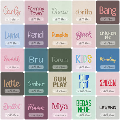 Bundle 50 Fonts Native Embroidery Font - Satin Stitch Alphabet