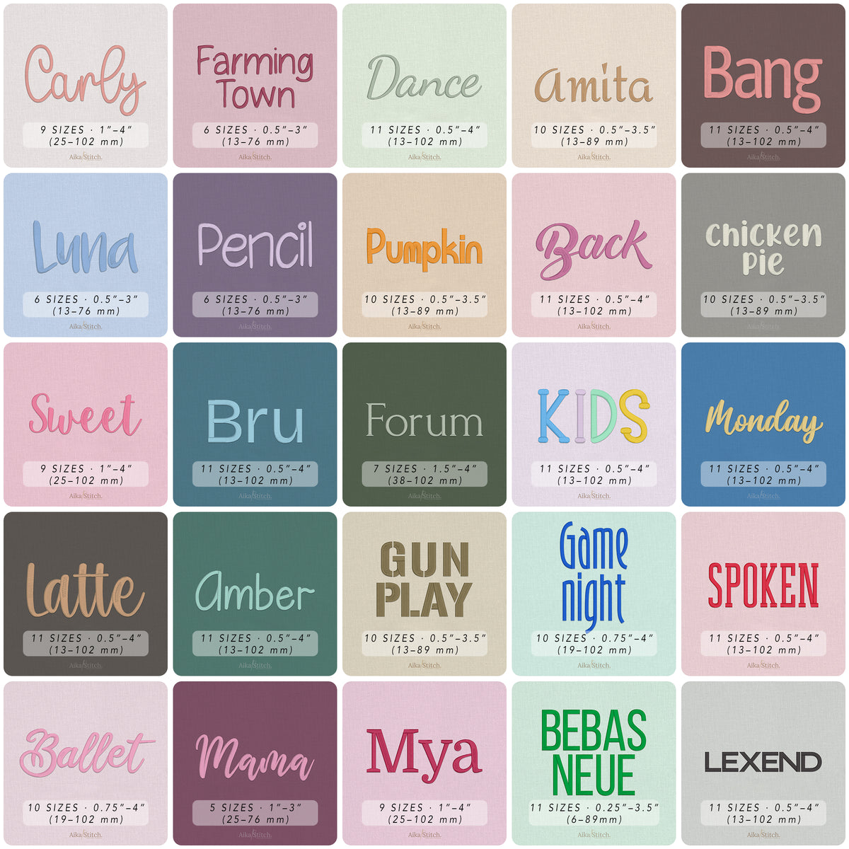 Bundle 50 EXP Embroidery Font - Collection 02