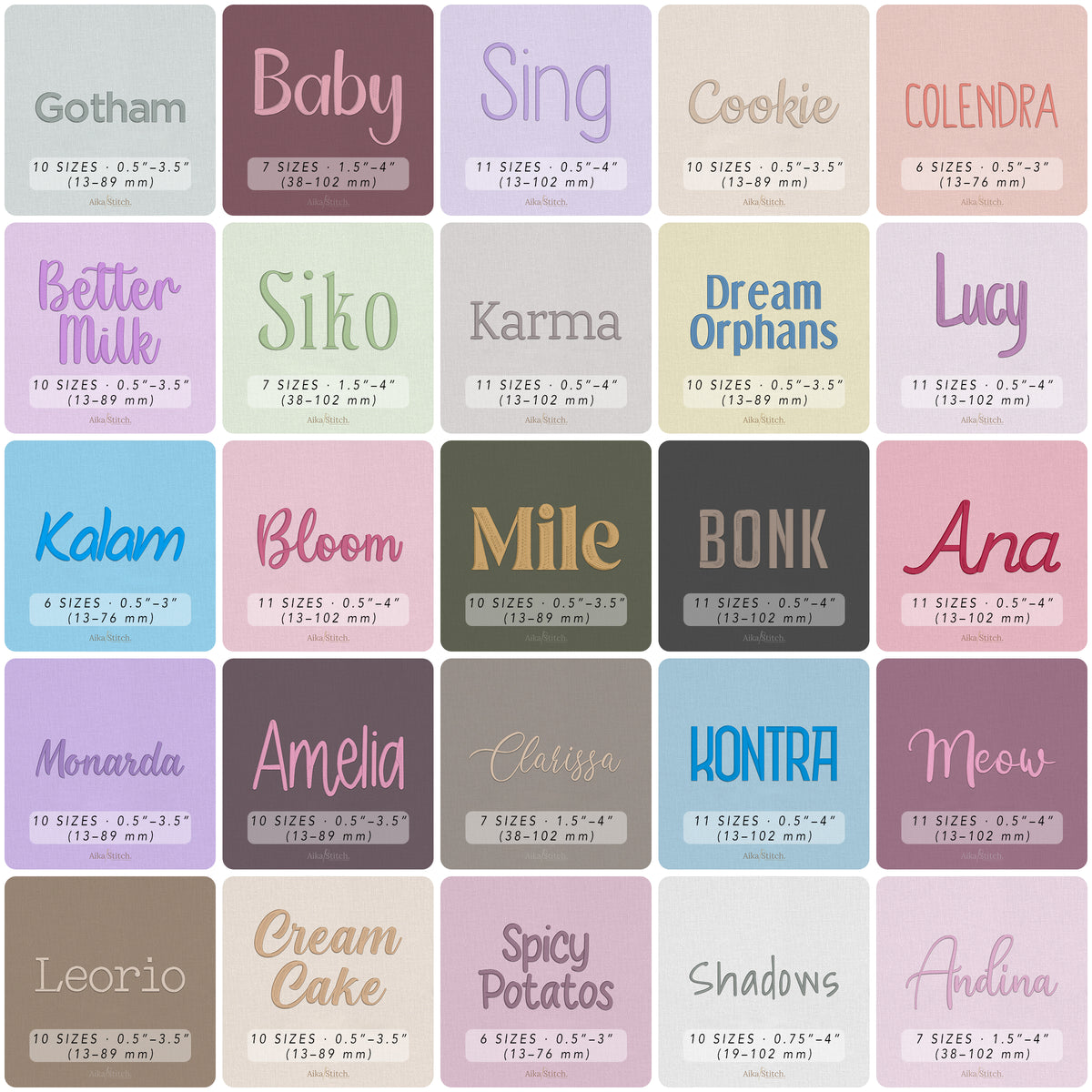 Bundle 50 EXP Embroidery Font - Collection 02