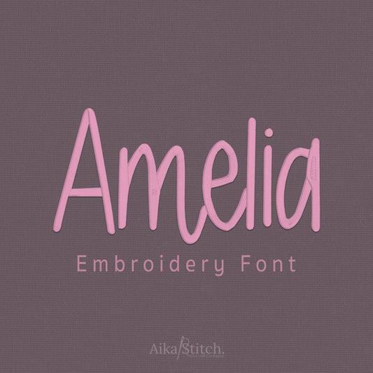 Amelia Script Handwritten Embroidery Font | Native BX Included