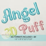 Angel 3D Puff Bold Elegant Script Embroidery Font | BX Included