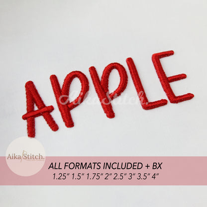 Apple 3D Puff BX Embroidery Font – Foam Alphabet (8 Sizes)