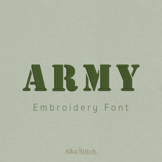 Army Stencil Block Embroidery Font | Native BX Included