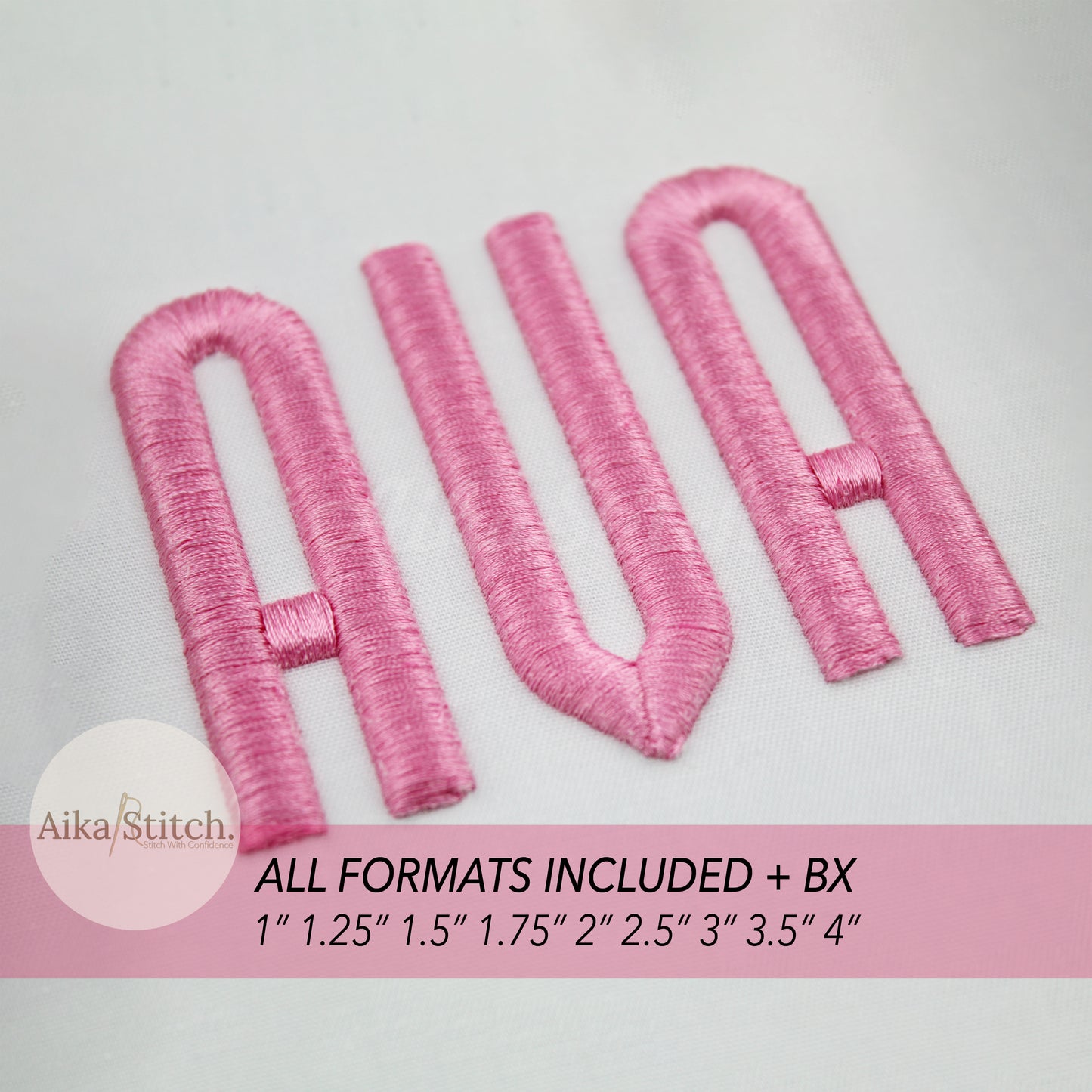 Ava 3D Puff BX Embroidery Font – Foam Alphabet (9 Sizes)