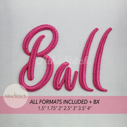 Ball 3D Puff Foam Handwritten Script Embroidery Font | BX Included
