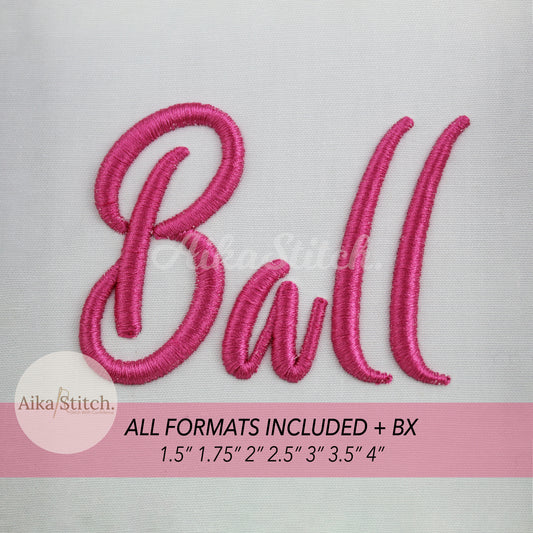 Ball 3D Puff Foam Handwritten Script Embroidery Font | BX Included