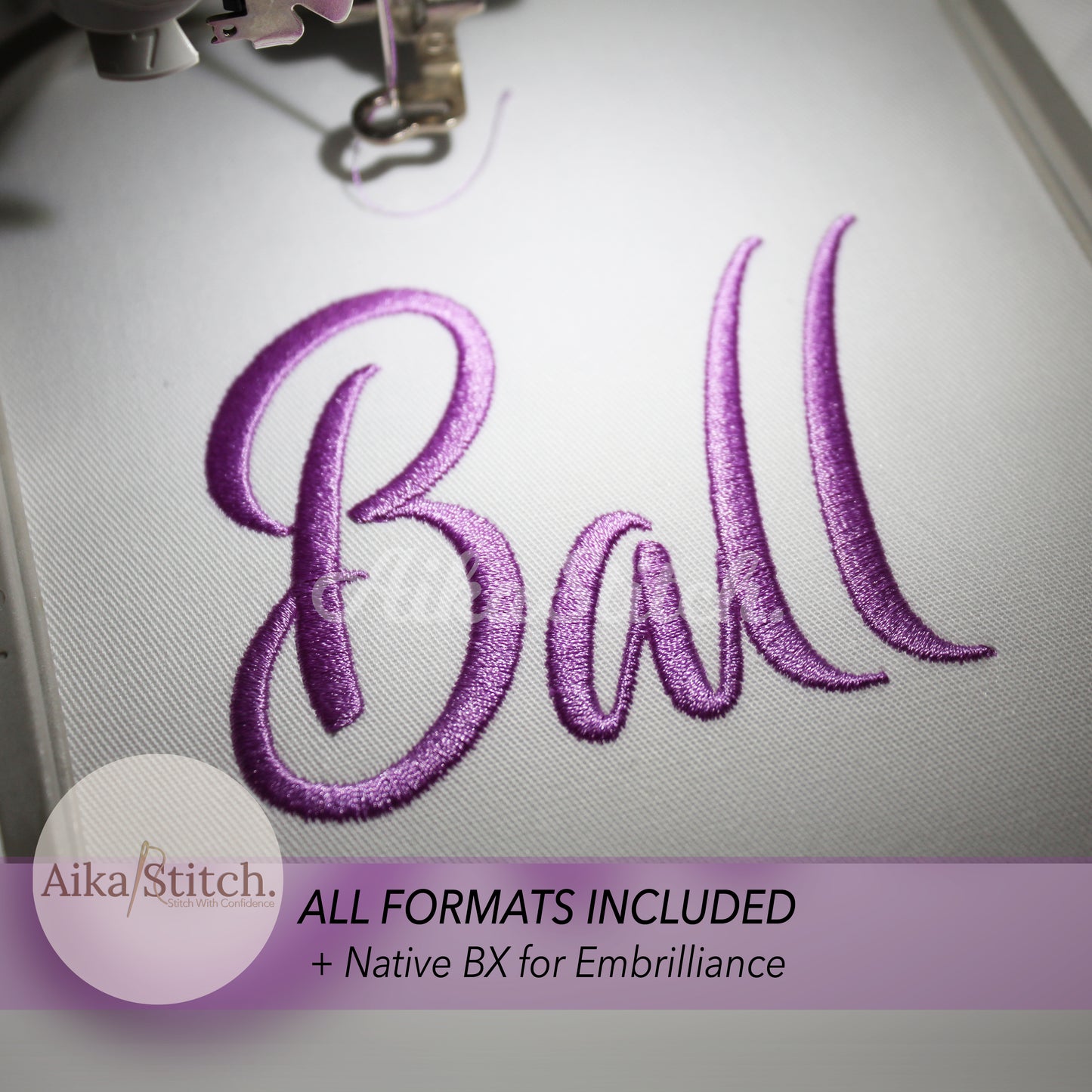 Ballmain Native BX Embroidery Font - Satin Stitch Alphabet (9 Sizes)