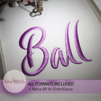 Ballmain Native BX Embroidery Font - Satin Stitch Alphabet (9 Sizes)