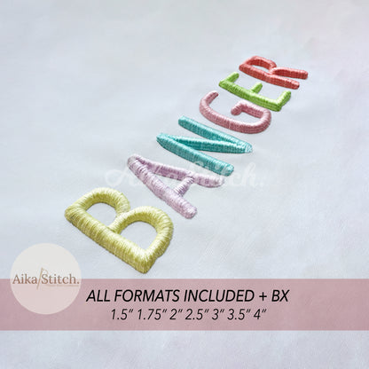 Banger 3D Puff BX Embroidery Font – Foam Alphabet (7 Sizes)