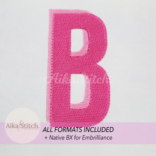 Bebas Neue Shadows BX Embroidery Font - Fill Stitch Alphabet (9 Sizes)