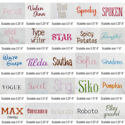 Bundle 100 Scalable NATIVE BX ONLY Embroidery Fonts, Sizes 0.25 - 8 inches