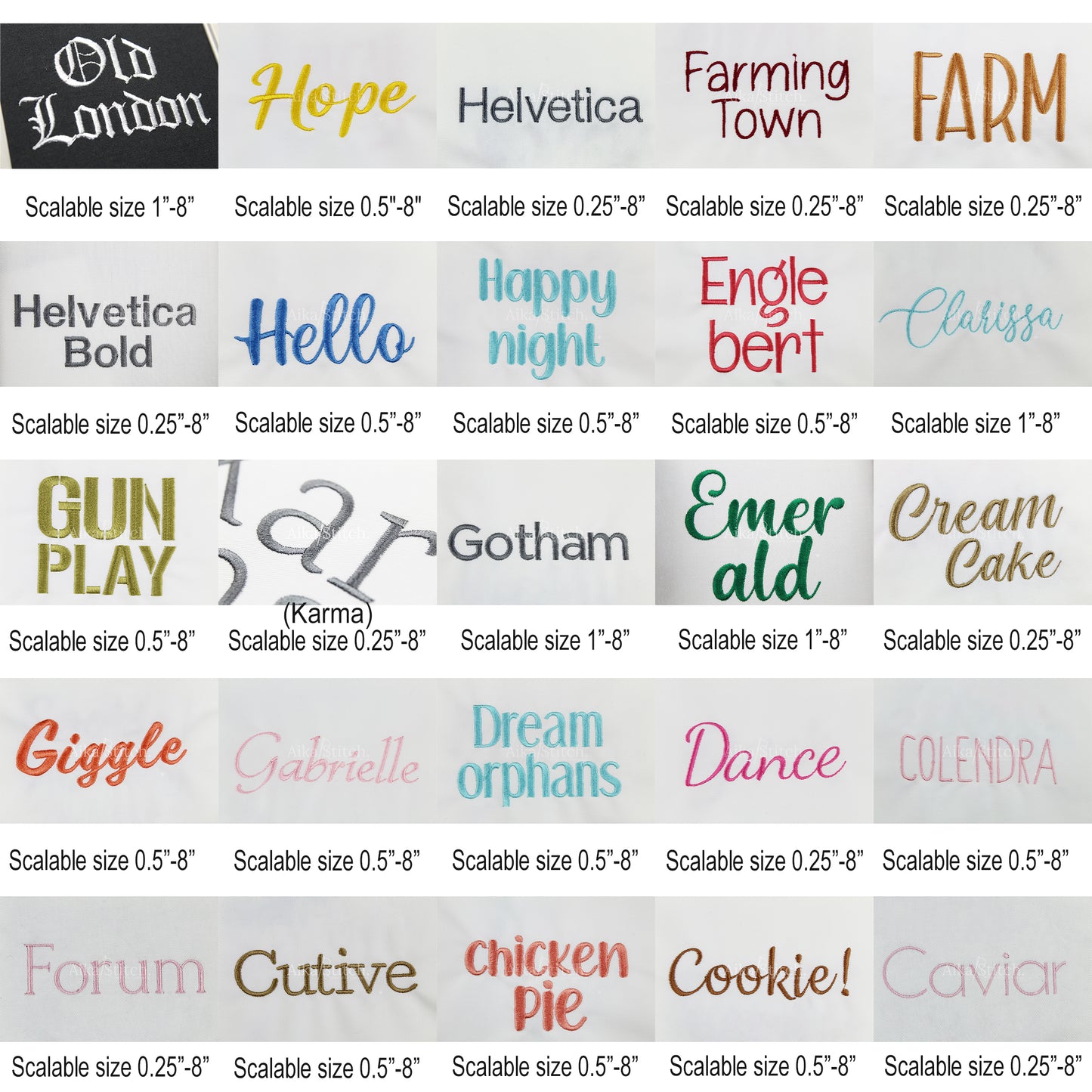 Bundle 100 Scalable NATIVE BX ONLY Embroidery Fonts, Sizes 0.25 - 8 inches