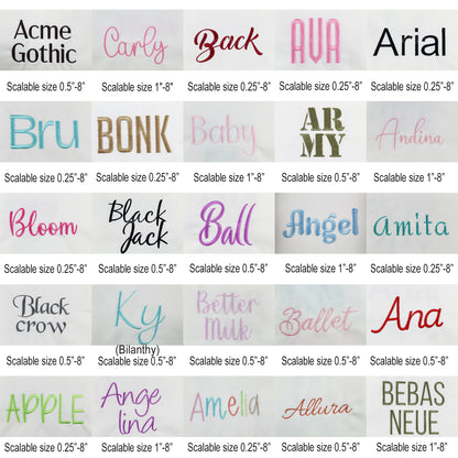 Bundle 100 Scalable NATIVE BX ONLY Embroidery Fonts, Sizes 0.25 - 8 inches
