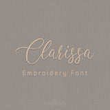 Clarissa Script Handwritten Embroidery Font | Native BX Included