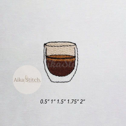 Espresso Coffee Mini Clipart Embroidery Design - 5 sizes