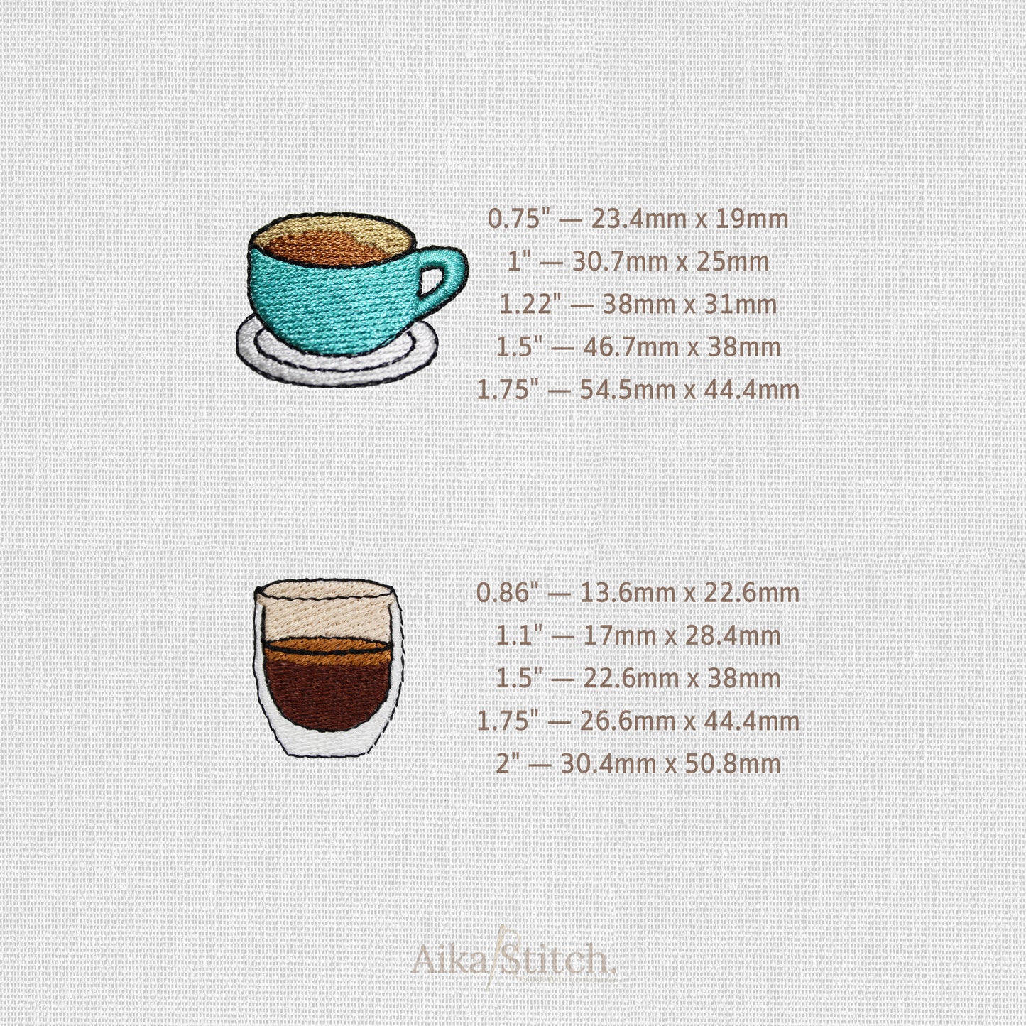 Bundle Coffee Drink Mini Set of 4 Cliparts Embroidery Designs