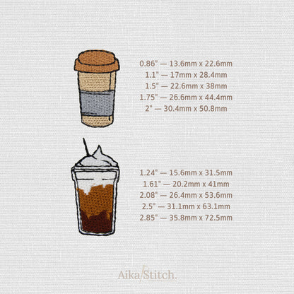 Bundle Coffee Drink Mini Set of 4 Cliparts Embroidery Designs