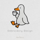 Duck Coffee Clipart Embroidery Design - 8 sizes