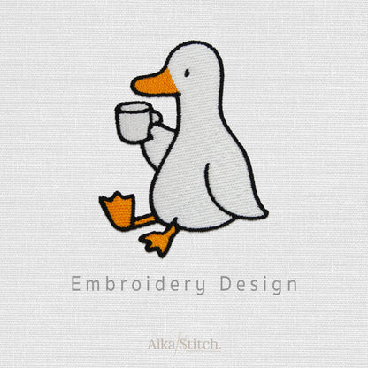 Duck Coffee Clipart Embroidery Design - 8 sizes