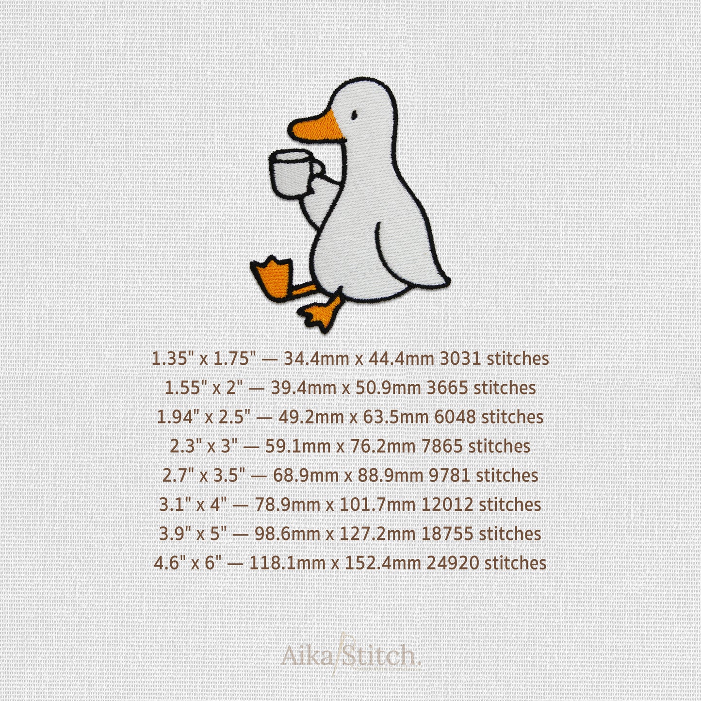 Duck Coffee Clipart Embroidery Design - 8 sizes
