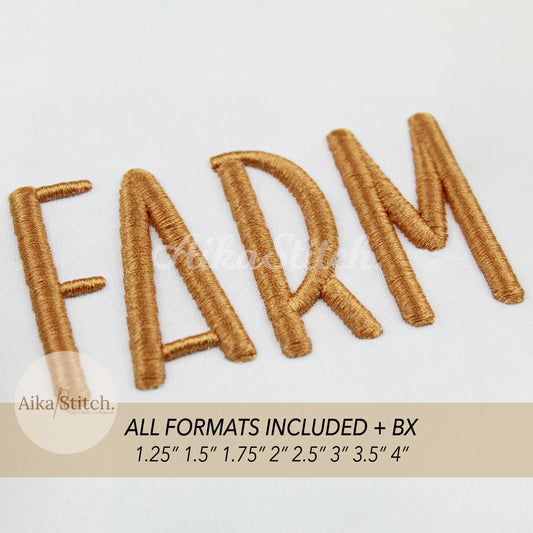Farm 3D Puff BX Embroidery Font – Foam Alphabet (8 Sizes)