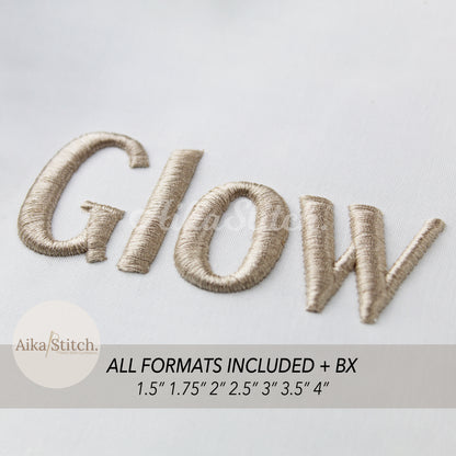 Glow 3D Puff BX Embroidery Font – Foam Alphabet (9 Sizes)