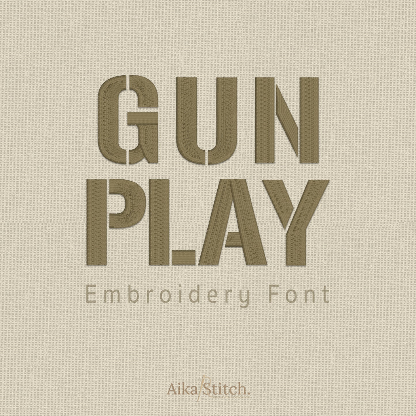 Gun Play Stencil Army Embroidery Font | Native BX Included