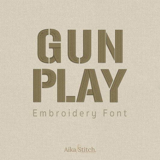 Gun Play Stencil Army Embroidery Font | Native BX Included