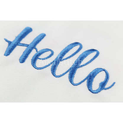 Hello Script Elegant Calligraphy Embroidery Font | Native BX Included