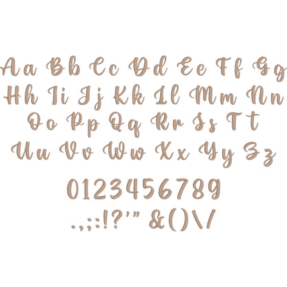 Hello Script Elegant Calligraphy Embroidery Font | Native BX Included