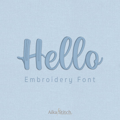 Hello Script Elegant Calligraphy Embroidery Font | Native BX Included