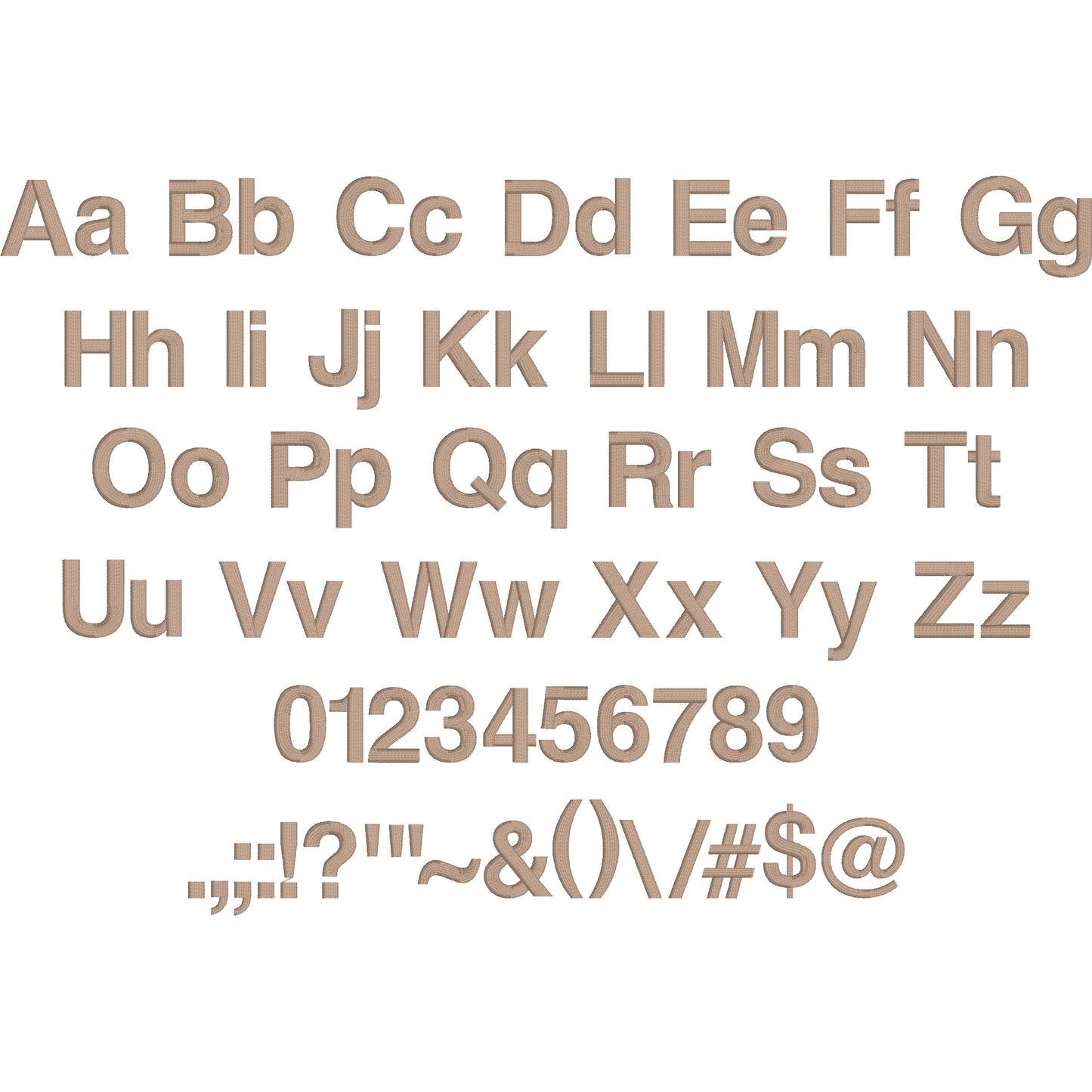 Helvetica Bold Native BX Embroidery Font - Satin Stitch Alphabet (12 Sizes)