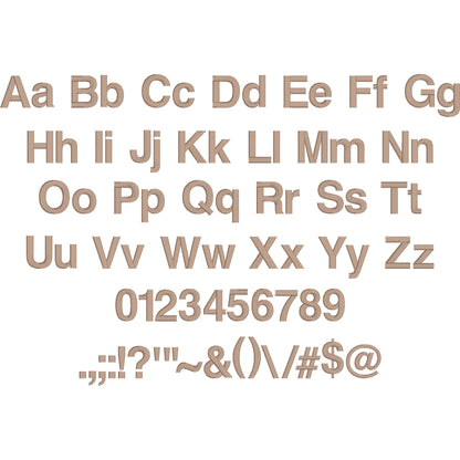 Helvetica Bold Native BX Embroidery Font - Satin Stitch Alphabet (12 Sizes)
