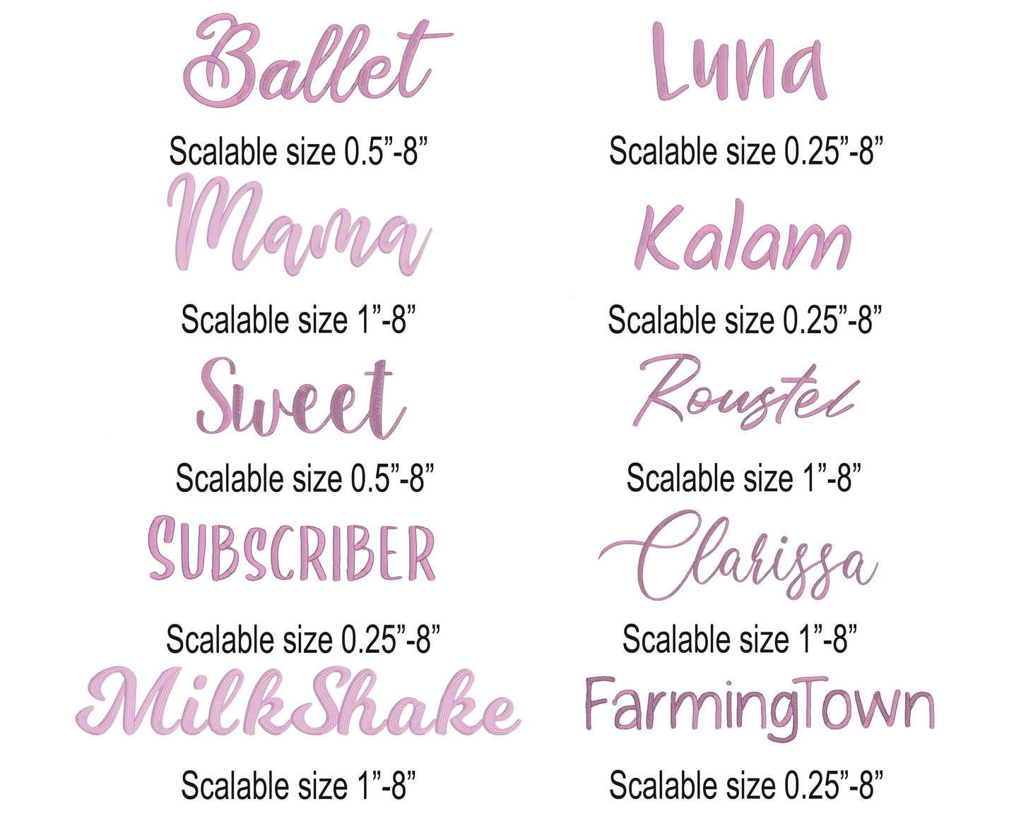 Top 30 Native BX Embroidery Fonts - Satin Stitch Alphabet (0.25-8in)
