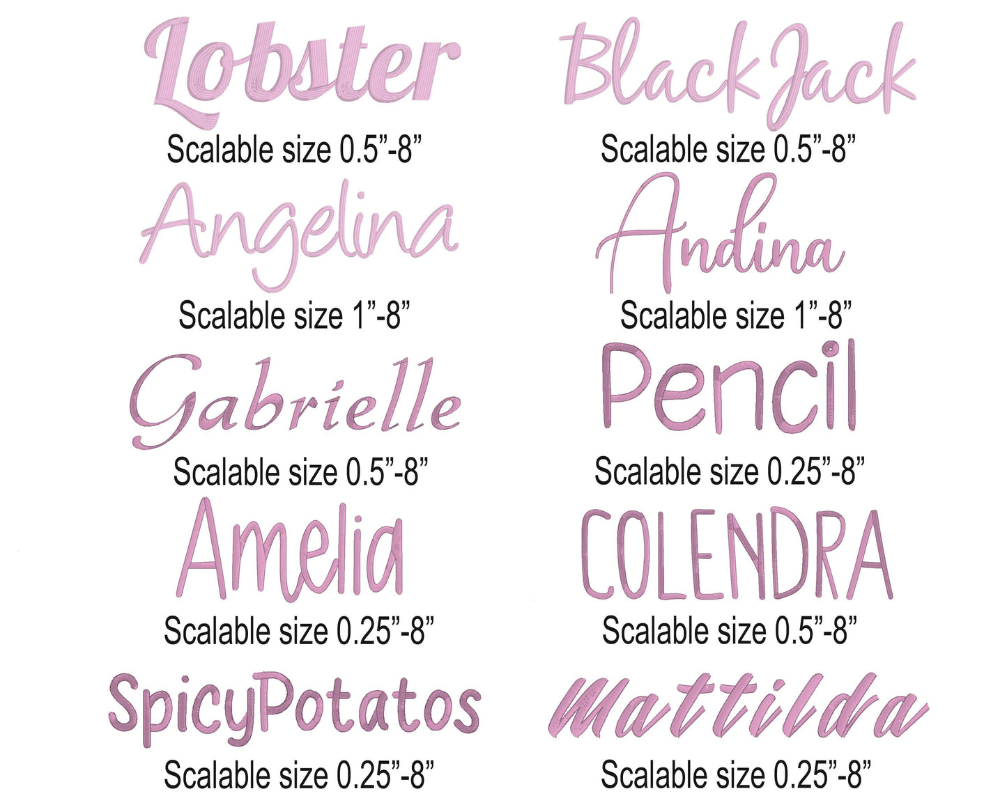 Top 20 Native BX Embroidery Fonts - Satin Stitch Alphabet (0.25-8in)
