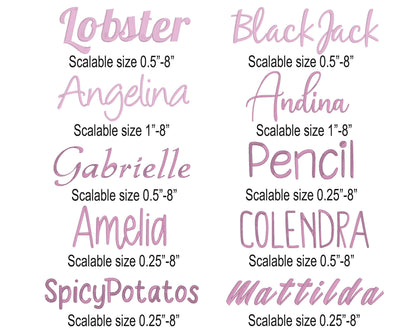 Top 20 Native BX Embroidery Fonts - Satin Stitch Alphabet (0.25-8in)