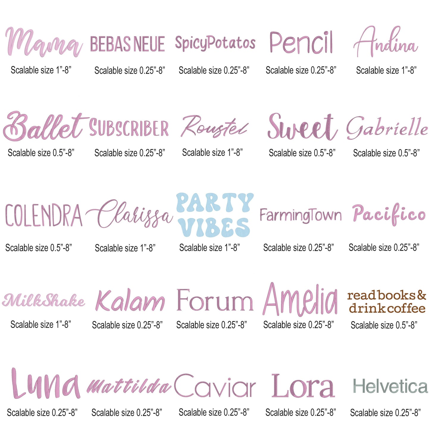 Bundle 50 Fonts Native Embroidery Font - Satin Stitch Alphabet