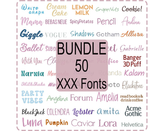 Bundle 50 XXX Embroidery Font - Satin Stitch Alphabet