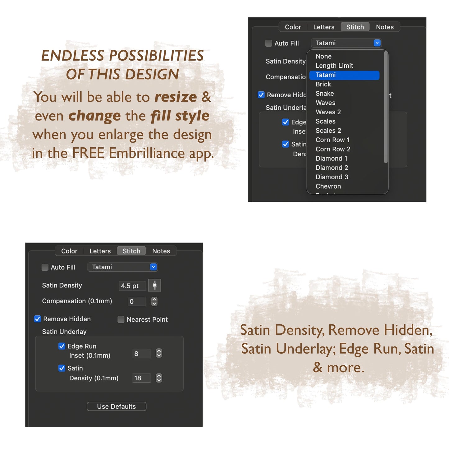 Apple Native BX Embroidery Font - Satin Stitch Alphabet (10 Sizes)