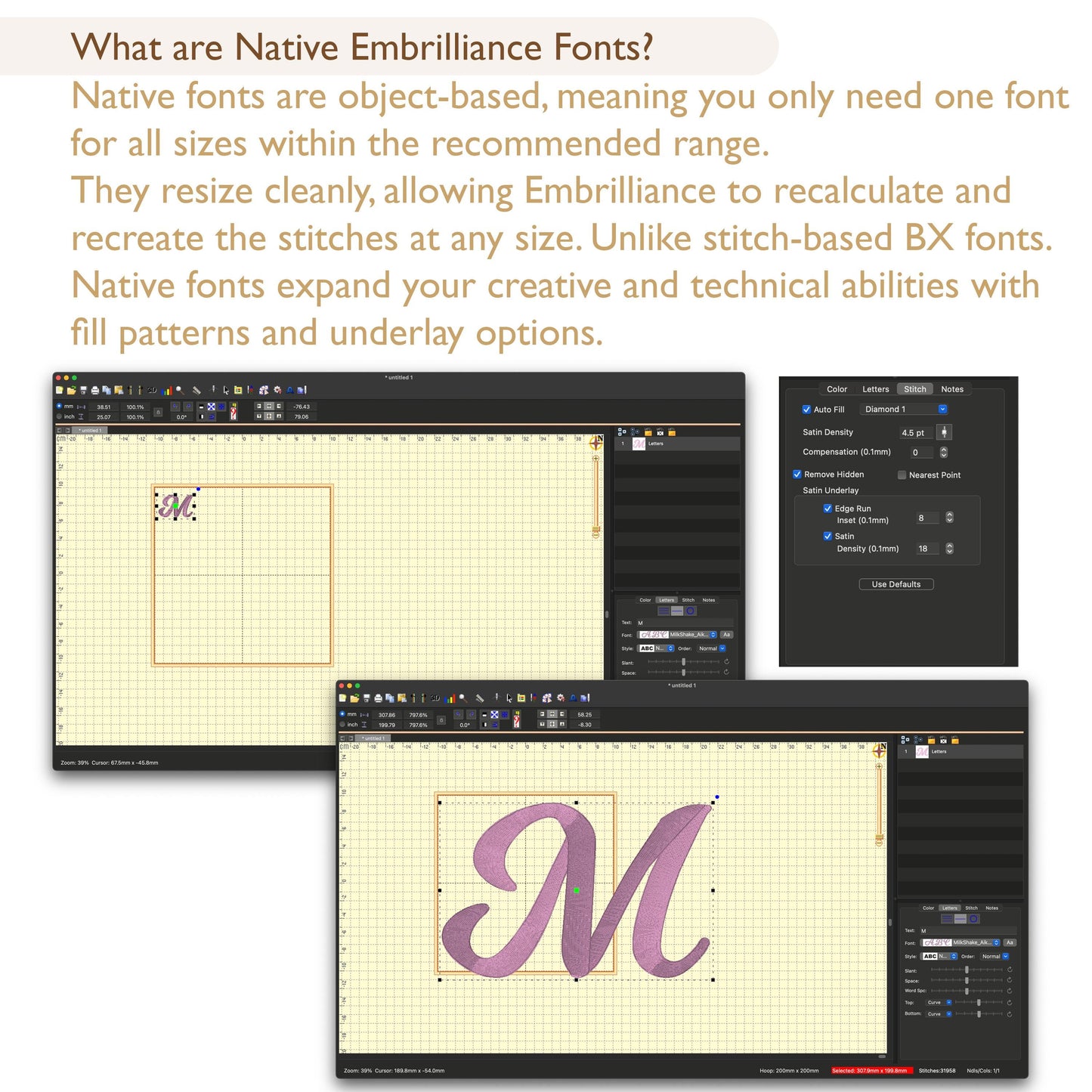 embroidery font bx native satin stitch